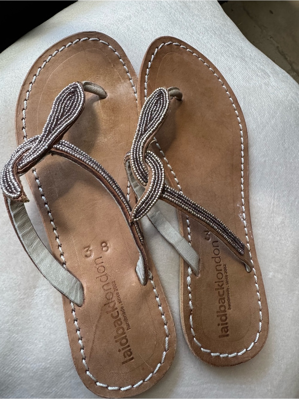 Laid-back London, leather thong, sandal, size 38
